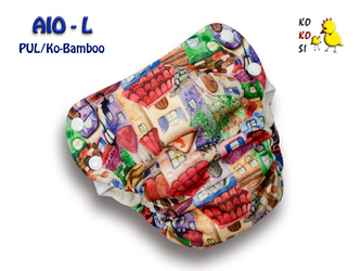 Pieluszka AIO - L, Ko-Bamboo, Domki