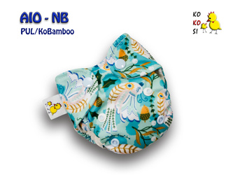 Pieluszka AIO-NB, śpiące Ptaki, PUL/KoBamboo