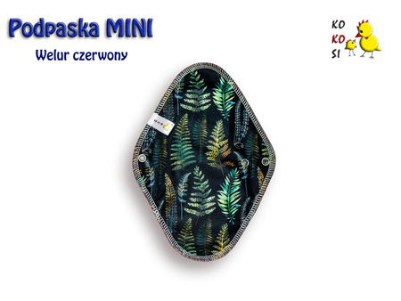 Podpaska MINI,  Paprocie/ welur czerwony