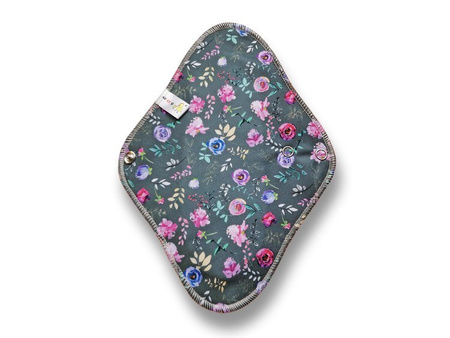 Podpaska MAXI PLUS, Kwiatki na szarym/welur czerwony