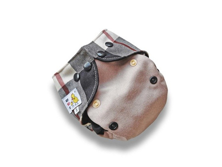 Pieluszka otulacz wełniany (100%) S - czarna kratka na beżu