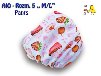 Pieluszka AIO - Pants - Rozm.5 (M/L), Ko-Bamboo, Muffinki