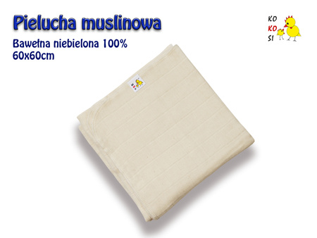 Pieluszka -tetra- muślin bawełniany niebielony 140g/m2