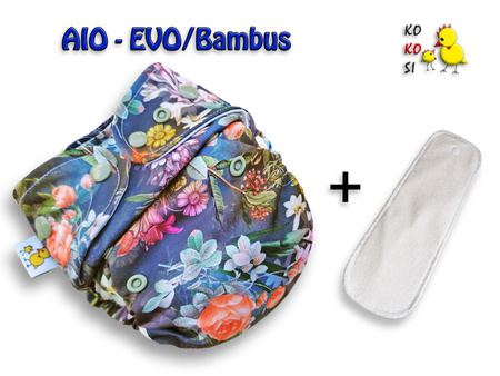 Pieluszka AIO ( ALL IN ONE) - OS - EVO/bambus, Tajemniczy Ogród