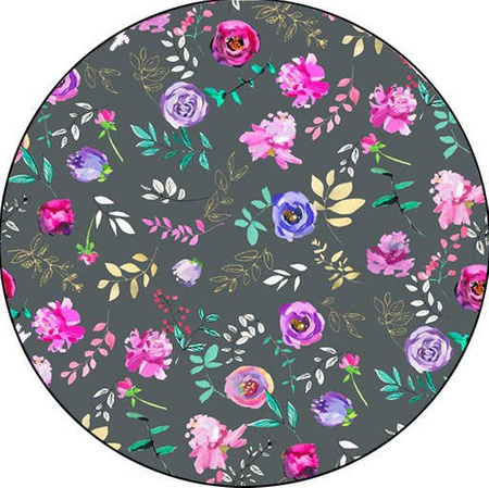 Podpaska MIDI, Kwiatki na szarym/Coolmax czarny